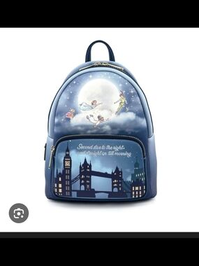 Whimsical Peter Pan Mini Backpack in Navy Blue